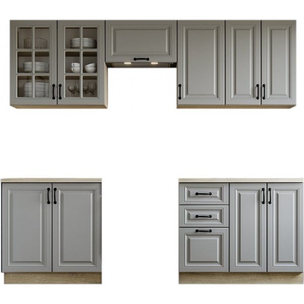 Elizabeth tydellinen keitti 240 cm - Harmaa/sonoma tammi