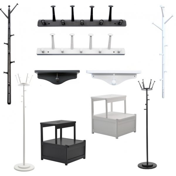 Fame-naulakko - 5 vaatekoukkua (valkoinen) Fame-naulakko - 5 vaatekoukkua (valkoinen)