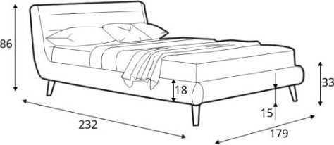 Bernardin harmaa sängynrunko 160x200 cm + Huonekalujen jalat Bernardin harmaa sängynrunko 160x200 cm + Huonekalujen jalat