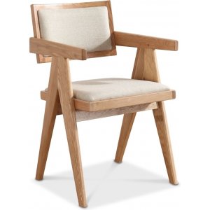 Sara-nojatuoli tammista ja pellavakankaasta