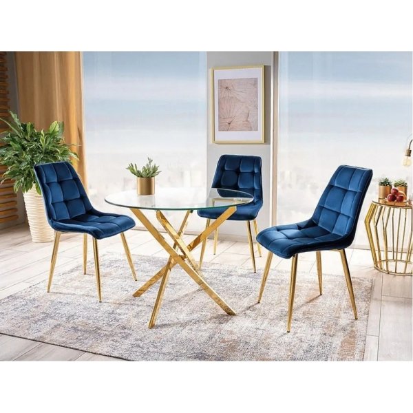 Ruokapyt lasikannella 90 cm, kultaiset jalat + Huonekalujen jalat