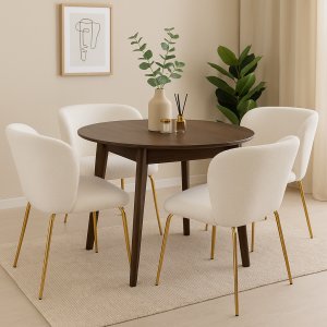 Ruokailuryhmä Genova bouclè - Jatkettava pöytä ja 4 tuolia Ruokailuryhmä Genova bouclè - Jatkettava pöytä ja 4 tuolia