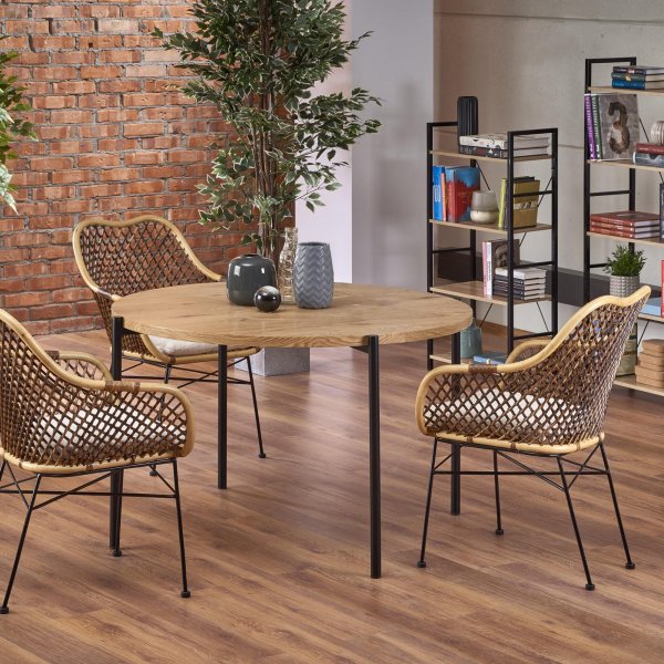 Tanzi- ruokapöytä - 120cm halkaisija - Tammi / Musta Tanzi- ruokapöytä - 120cm halkaisija - Tammi / Musta