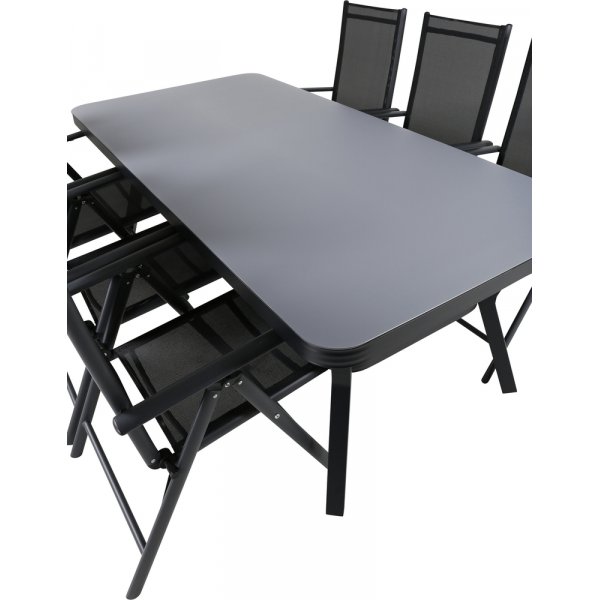 Virya ulkoruokailuryhmä 6 Break-tuolilla - musta/harmaa Virya ulkoruokailuryhmä 6 Break-tuolilla - musta/harmaa