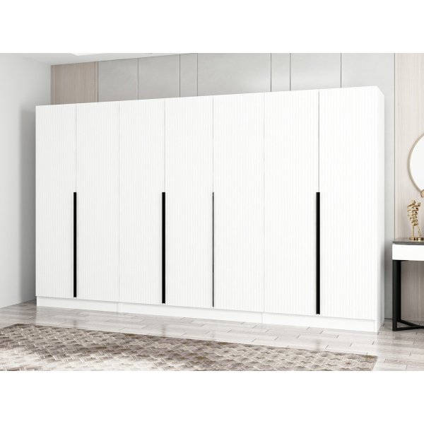 Cikani vaatekaappi 315x52x210 cm, variantti A - Valkoinen