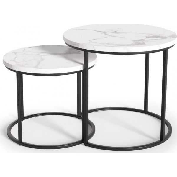 Tore sohvapöytä Ø43/53 cm - Valkoinen marmori/musta Tore sohvapöytä Ø43/53 cm - Valkoinen marmori/musta