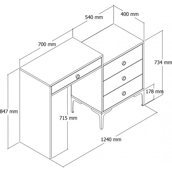 Lisbon peilipöytä 124 x 40 cm - Pähkinä/antrasiitti Lisbon peilipöytä 124 x 40 cm - Pähkinä/antrasiitti