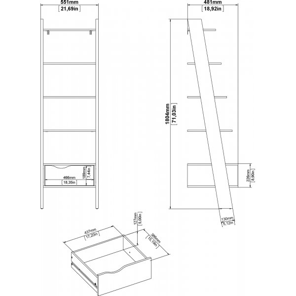 Oslo-askelhylly - Valkoinen/tammi Oslo-askelhylly - Valkoinen/tammi