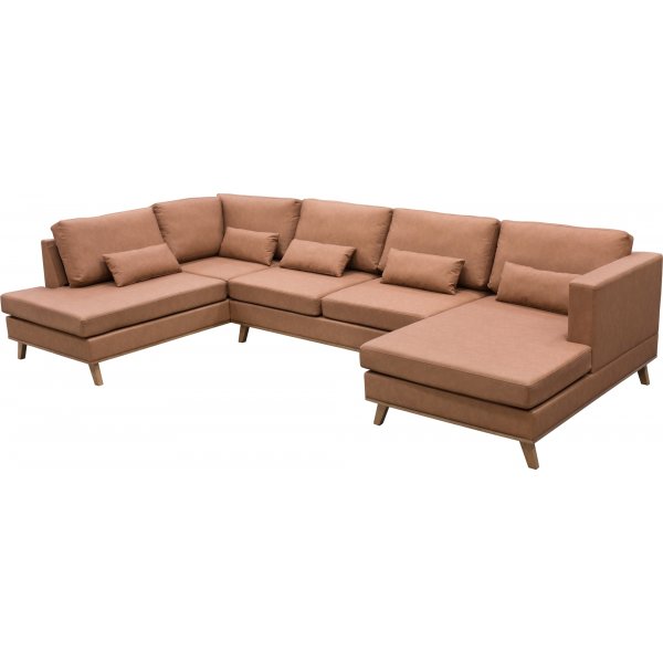 Ranger U-sohva, vasen avoin pty - Konjakinvrinen nahka