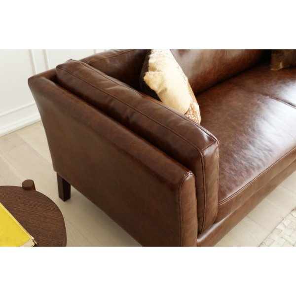 Sohva 3-istuttava ruskea vintage PU 198 cm - Heritage Sohva 3-istuttava ruskea vintage PU 198 cm - Heritage