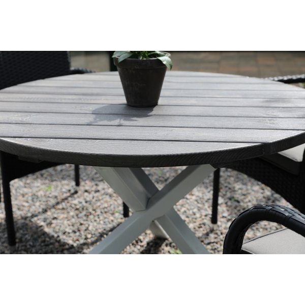 Scottsdale ruokapöytä Ø112 cm - Shabby Chic harmaa/valkoinen Scottsdale ruokapöytä Ø112 cm - Shabby Chic harmaa/valkoinen