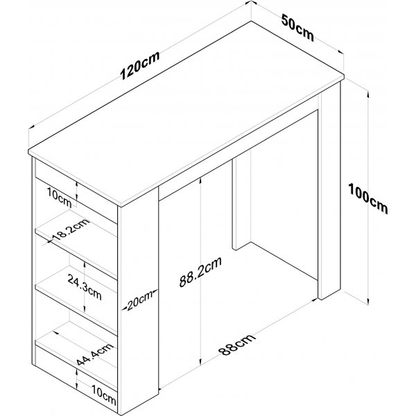 Jarik baaripöytä 120 x 50 cm - Pähkinä/valkoinen Jarik baaripöytä 120 x 50 cm - Pähkinä/valkoinen