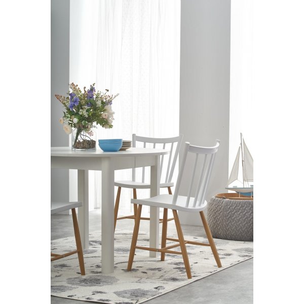 Ruokapyt valkoinen, jatkettava, 102-142 cm + Huonekalujen jalat