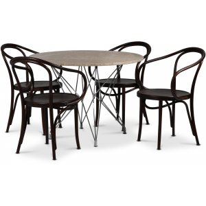 Eläintarhan ruokailuryhmä Ø105 cm sis. 4 taivutettua puurunkoista tuolia No30 Classic - Kromi / beige Empradore Eläintarhan ruokailuryhmä Ø105 cm sis. 4 taivutettua puurunkoista tuolia No30 Classic - Kromi / beige Empradore