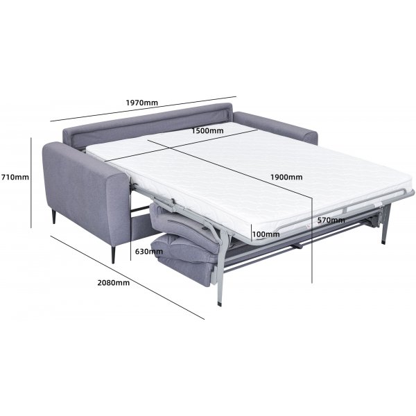 Vuodesohva, edest verhoiltu - Harmaa Hoven