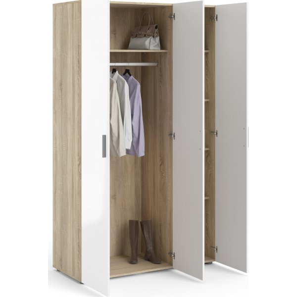 Pepe vaatekaappi 3 ovella - tammi/valkoinen Pepe vaatekaappi 3 ovella - tammi/valkoinen