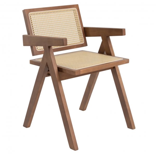 Anna-nojatuoli - Ruskea, rottinki istuimessa ja selknojassa