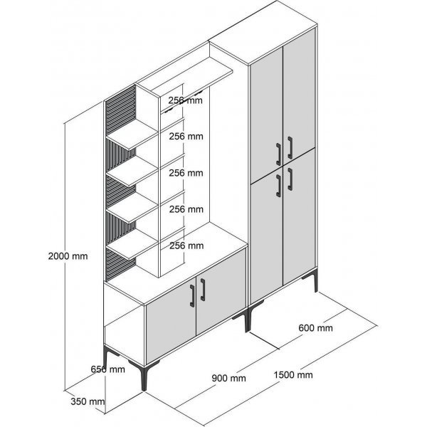 Viyana aulakalusteet 150 cm - Pähkinä/antrasiitti Viyana aulakalusteet 150 cm - Pähkinä/antrasiitti