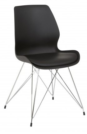 Shello-ruokatuoli - Musta / Kromi Shello-ruokatuoli - Musta / Kromi