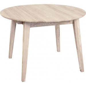 Jatkettava ruokapöytä Ø110-160x110 cm, valkoiseksi maalattu tammi + Huonekalujen tahranpoistoaine Jatkettava ruokapöytä Ø110-160x110 cm, valkoiseksi maalattu tammi + Huonekalujen tahranpoistoaine