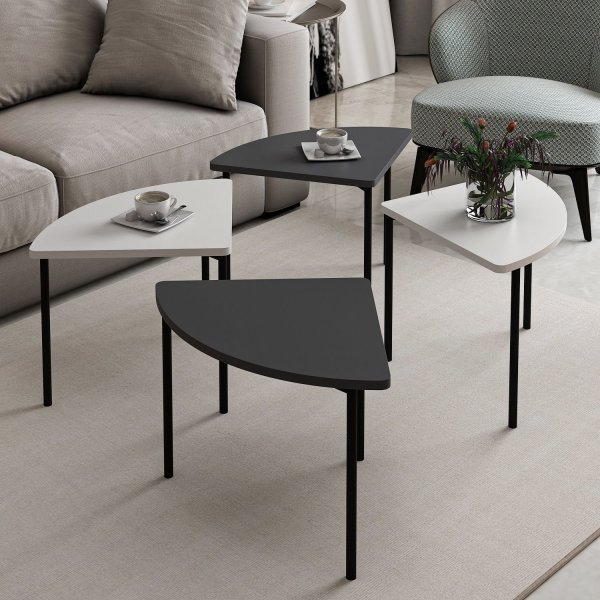 Emma sohvapöytä Ø90 cm - Valkoinen/antrasiitti Emma sohvapöytä Ø90 cm - Valkoinen/antrasiitti