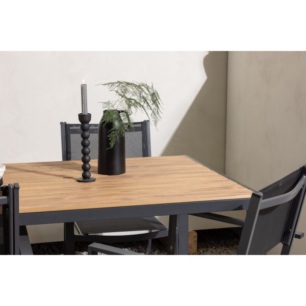 Hanian ruokaryhm�; 6 tuolia ja p�yt� 205 x 90 cm - Musta/luonnonv�rinen