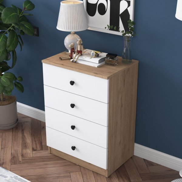 Muodikas lipasto L: 60 cm - Pähkinä/valkoinen Muodikas lipasto L: 60 cm - Pähkinä/valkoinen