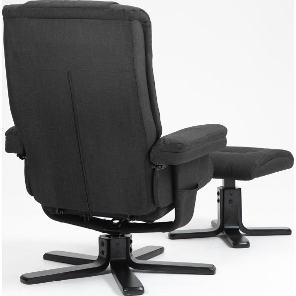 Recliner-nojatuoli Oslo rahilla - Cortina musta + Huonekalujen tahranpoistoaine Recliner-nojatuoli Oslo rahilla - Cortina musta + Huonekalujen tahranpoistoaine