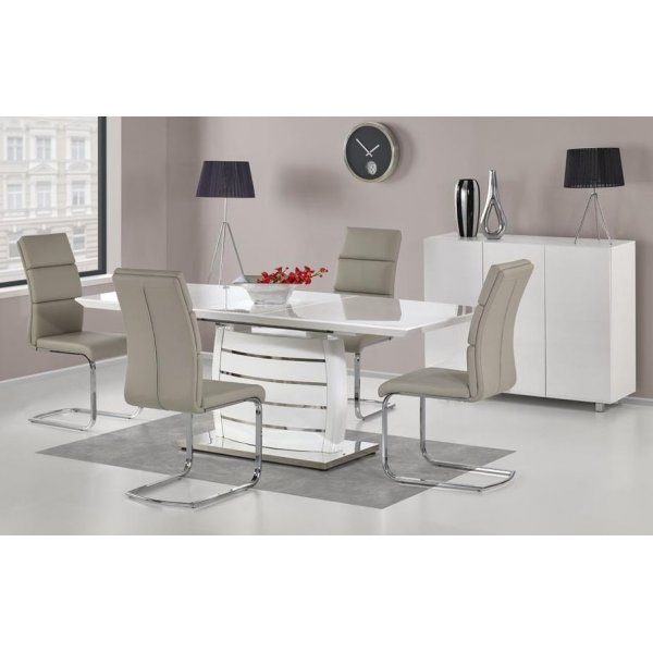 Birgitta ruokapöytä 160-200 cm - Kiiltävä valkoinen / kromi Birgitta ruokapöytä 160-200 cm - Kiiltävä valkoinen / kromi