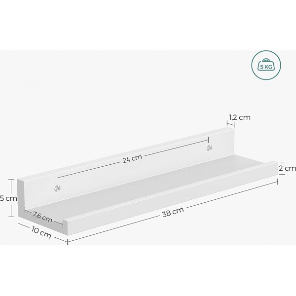 Suwon seinhylly 38 cm, 3 kpl - Valkoinen