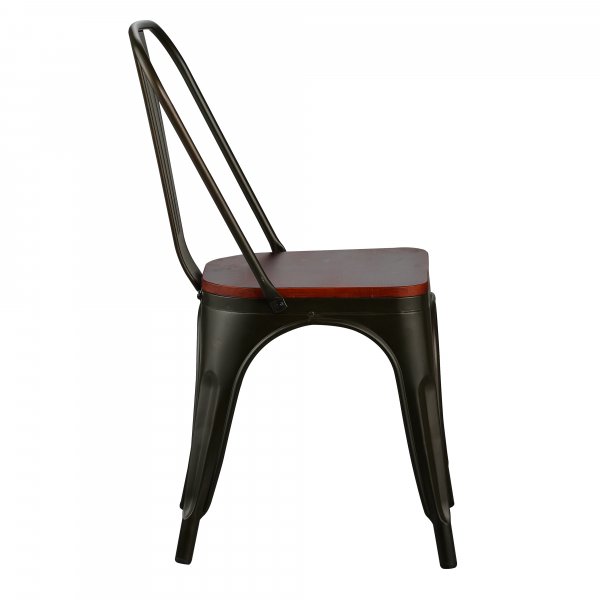 Peltinen Industry Ingo -ruokatuoli - Gunsmoke / lakattu puuistuin Peltinen Industry Ingo -ruokatuoli - Gunsmoke / lakattu puuistuin