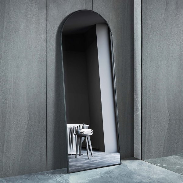 Kokovartalopeili 70 � 185 cm Kaareva - Musta kehys