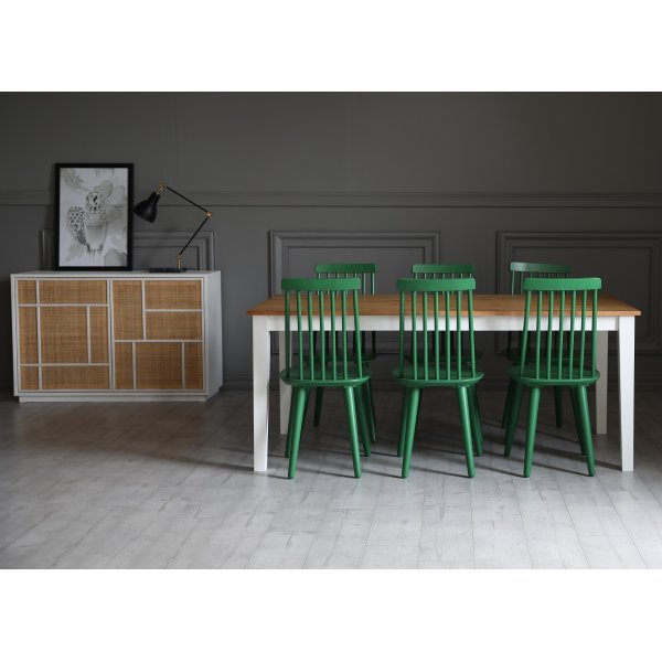 Dalslandin ruokaryhm: Ruokapyt tammi/valkoinen 6 vihrell Pinnstolalla + 6.00 x Tuolin tyyny