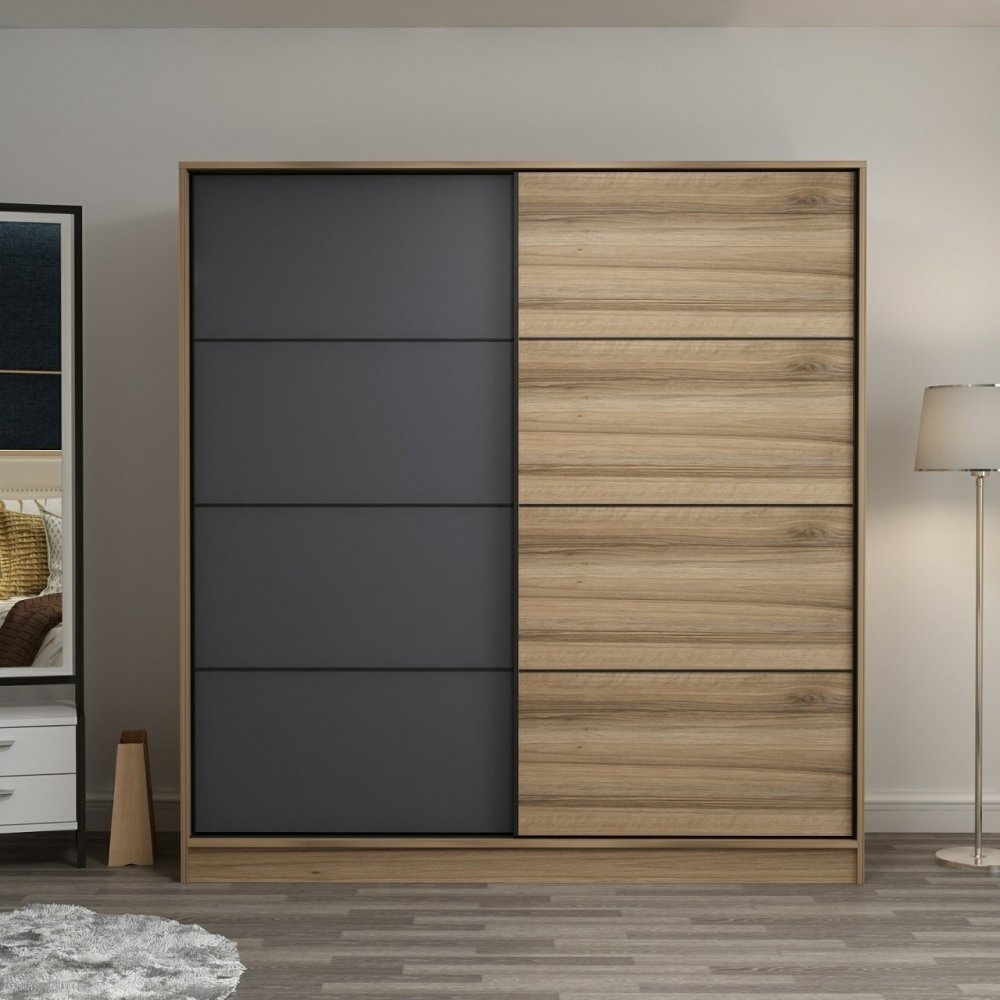 Kapusta vaatekaappi 180 x 52 x 210 cm - Ruskea/antrasiitti/ruskea - Vaatekaapit