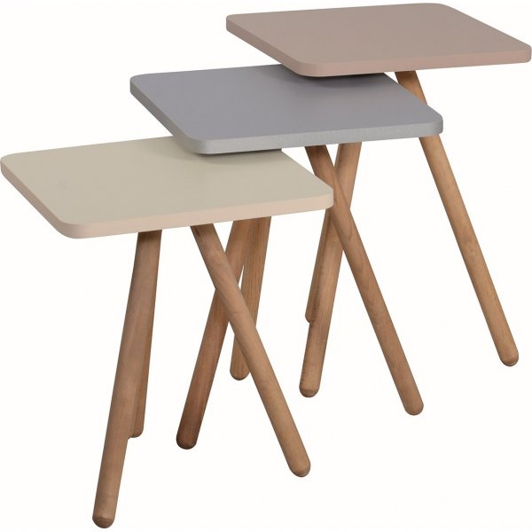 Kolminkertainen settipöytä 34 x 34 cm - Cappuccino/harmaa/kerma Kolminkertainen settipöytä 34 x 34 cm - Cappuccino/harmaa/kerma