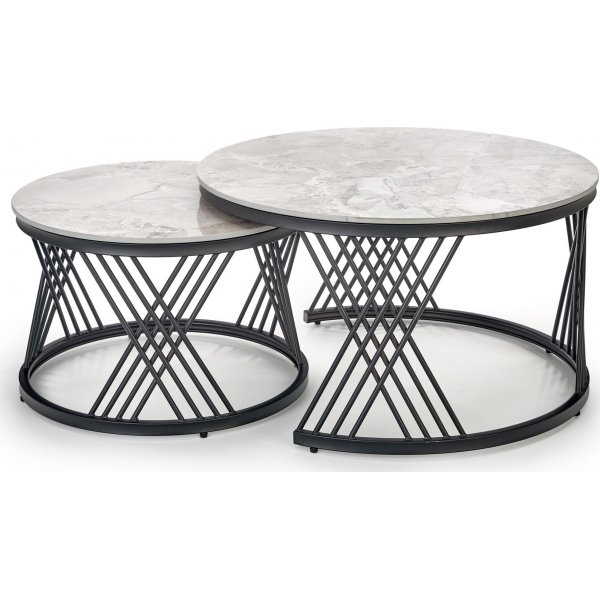 Flamingo sohvapöytä Ø60 cm - Harmaa marmori/musta Flamingo sohvapöytä Ø60 cm - Harmaa marmori/musta