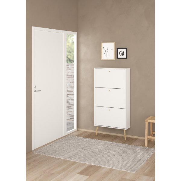 Kenkäkaappi Bodo | 3 taitto-ovea | Valkoinen Kenkäkaappi Bodo | 3 taitto-ovea | Valkoinen