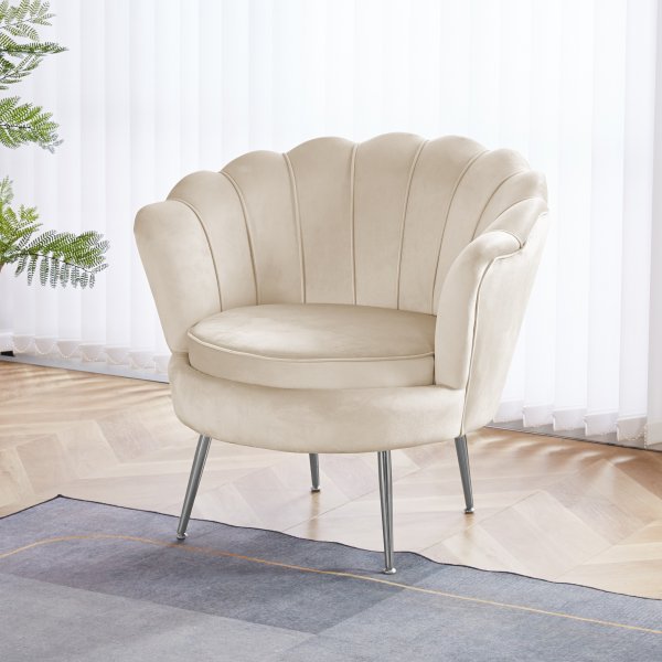 Nojatuoli beige samettia - Kingsley + Huonekalujen tekstiilien puhdistus