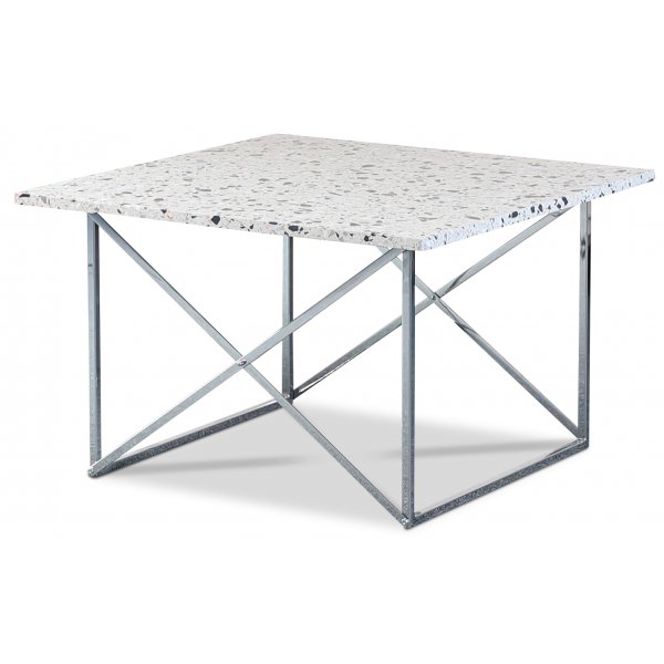 Terrazzo-sohvapöytä 75x75 cm - Cosmos Terrazzo & Kromattu Cross-runko Terrazzo-sohvapöytä 75x75 cm - Cosmos Terrazzo & Kromattu Cross-runko