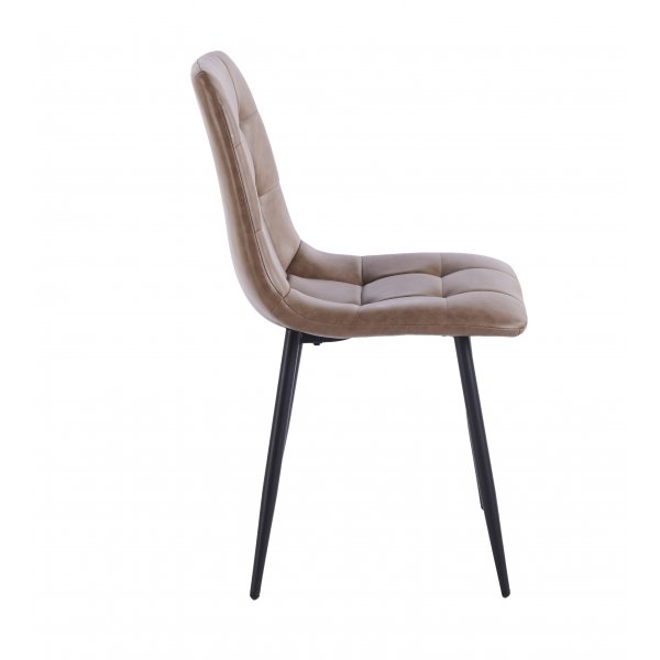 Ruokailuryhm� Sand� ruokap�yt� �120cm valkoinen terrazzo ja 4 Delta-ruokatuolia ruskeana vintage-v�risen�