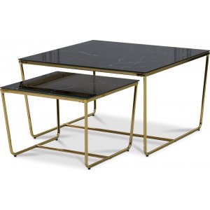 Stella Sarjapöytä - Mustaa marmoroitua lasia / Messingin värinen runko Stella Sarjapöytä - Mustaa marmoroitua lasia / Messingin värinen runko