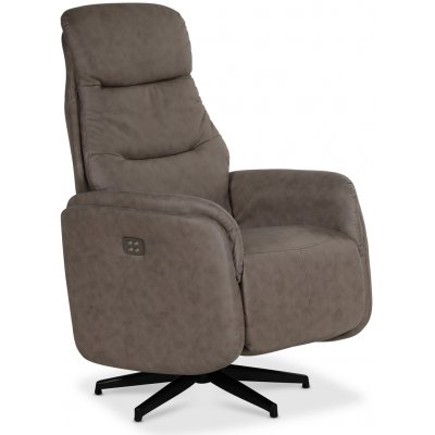Comfort Saga (shkinen) recliner-nojatuoli sisnrakennetulla jalkatuella - Harmaabeige eco-nahka