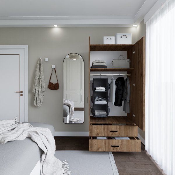 Yaman vaatekaappi 80 x 47 x 182 cm - mänty Yaman vaatekaappi 80 x 47 x 182 cm - mänty