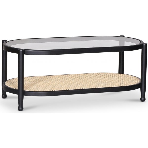 Nemo ovaali rottinki sohvapyt lasitasolla 100 x 48,5 cm