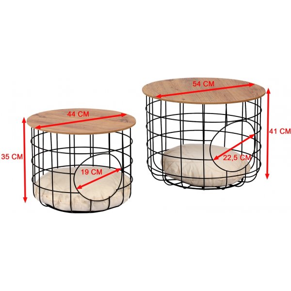 Cat sohvapöytäsetti - mänty/musta Cat sohvapöytäsetti - mänty/musta