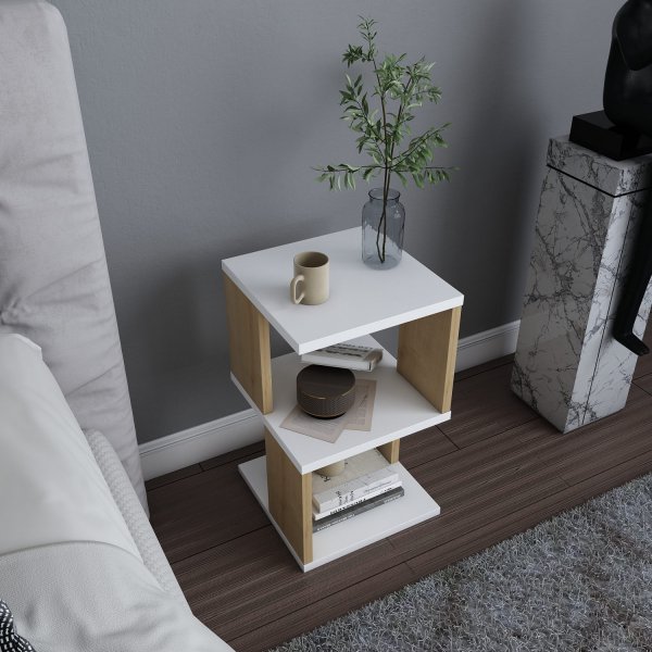 Carter yöpöytä - Valkoinen/tammi Carter yöpöytä - Valkoinen/tammi