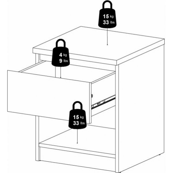 Naia yöpöytä 1 - Betoni/valkoinen Naia yöpöytä 1 - Betoni/valkoinen