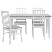Ruokailuryhmä: Fårö ruokapöytä - valkoinen/harmaa - 140 cm + 4 Fårö tuolia - valkoinen/harmaa Ruokailuryhmä: Fårö ruokapöytä - valkoinen/harmaa - 140 cm + 4 Fårö tuolia - valkoinen/harmaa
