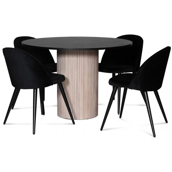 Decibel pyöreä ruokapöytä Ø110 cm - Whitewash / mustaksi petsattu tammi Decibel pyöreä ruokapöytä Ø110 cm - Whitewash / mustaksi petsattu tammi