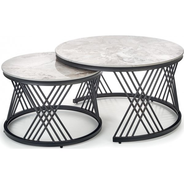 Flamingo sohvapöytä Ø60 cm - Harmaa marmori/musta Flamingo sohvapöytä Ø60 cm - Harmaa marmori/musta